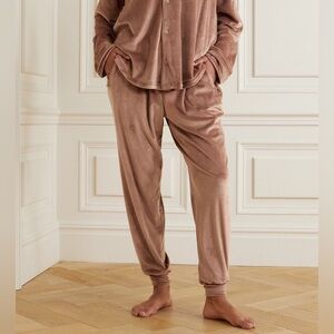 SKIMS Velour Track Joggers Size Large Honey Tan Kim Kardashian